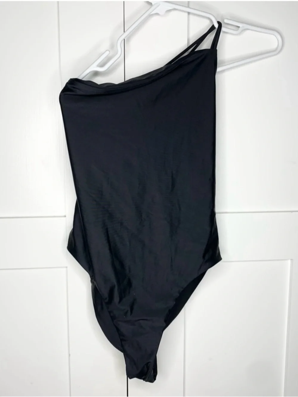 NWT Madewell Double-Strap One-Shoulder One-Piece Swimsuit True Black